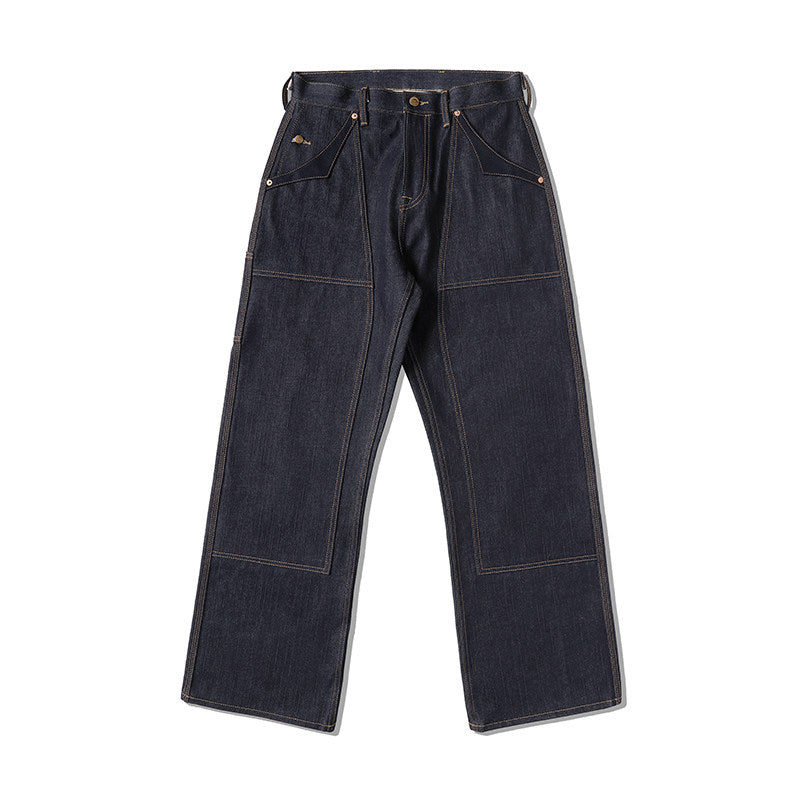 Double-kasuri slub double-knee lumber denim jeans #MC001