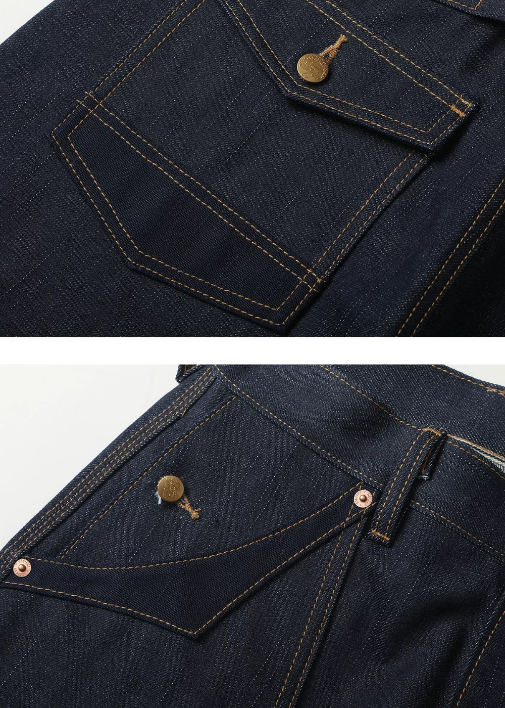Double-kasuri slub double-knee lumber denim jeans  #MC001
