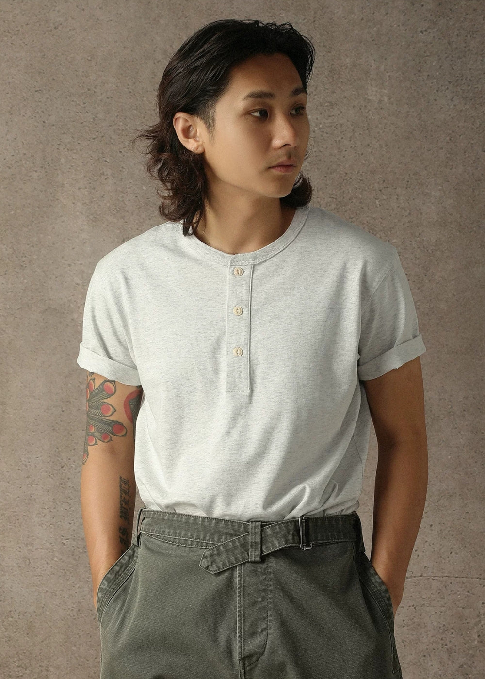 Regular-Fit Henley T-shirt  #MC002