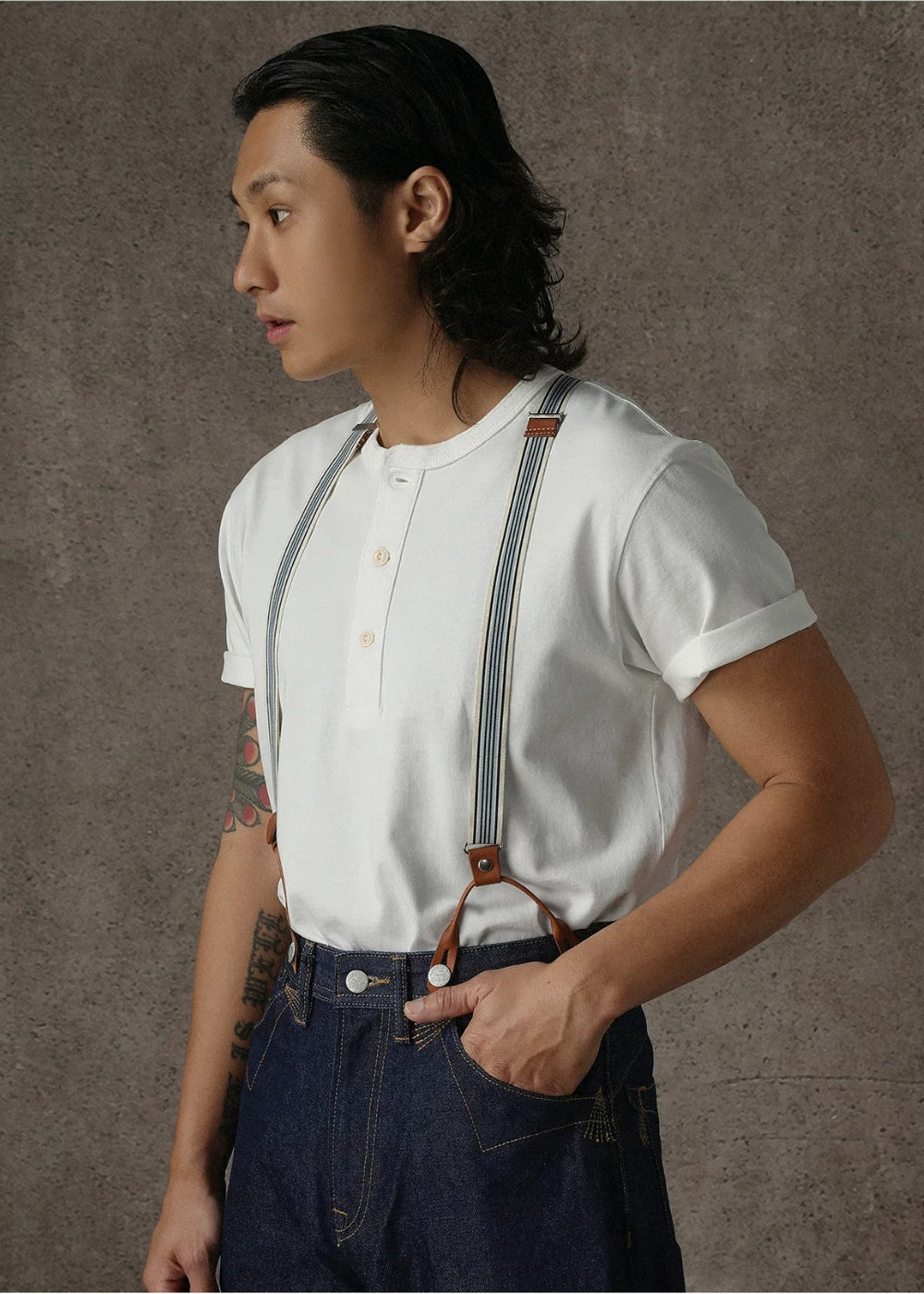 Regular-Fit Henley T-shirt  #MC002