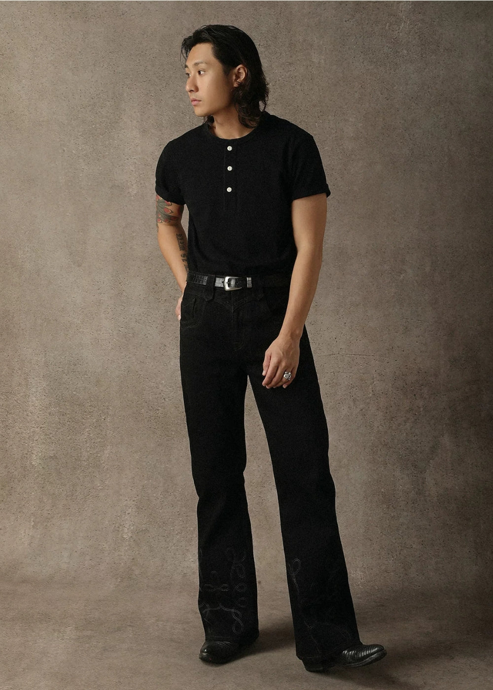 Regular-Fit Henley T-shirt  #MC002