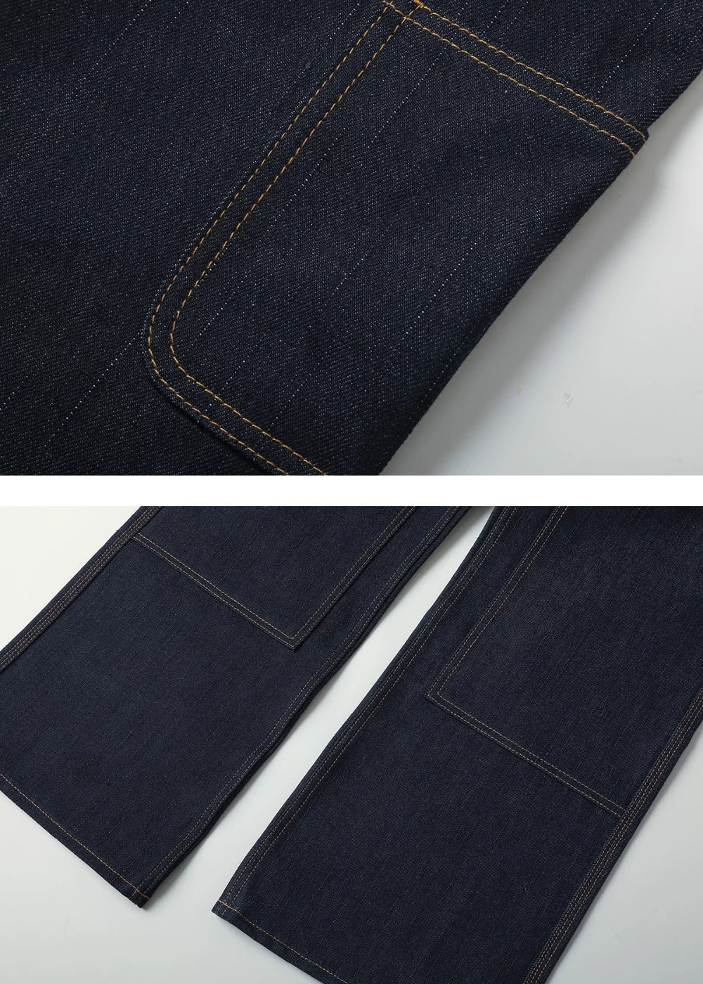 Double-kasuri slub double-knee lumber denim jeans  #MC001