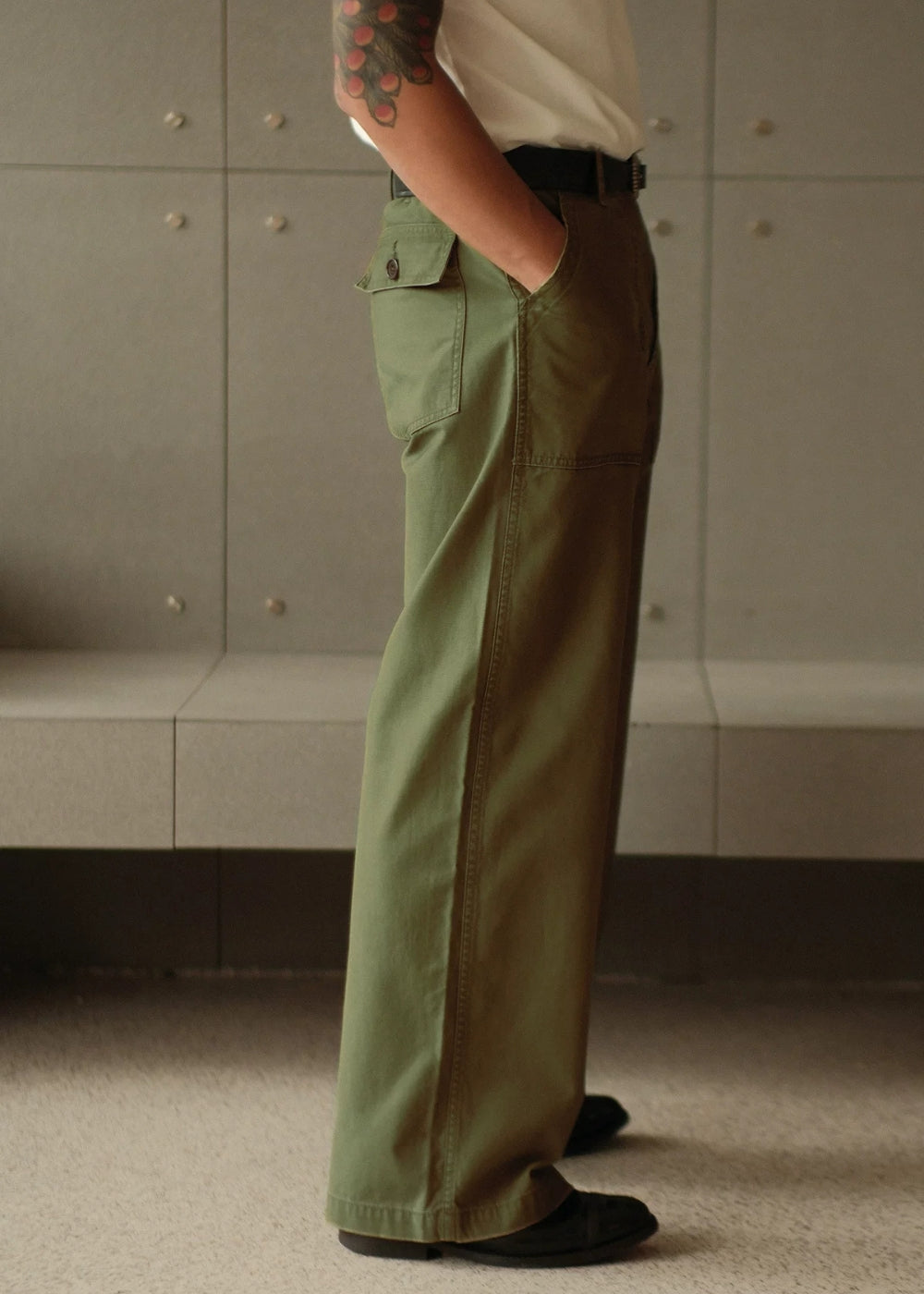 Olive Green Fatigue Trousers  #MC004