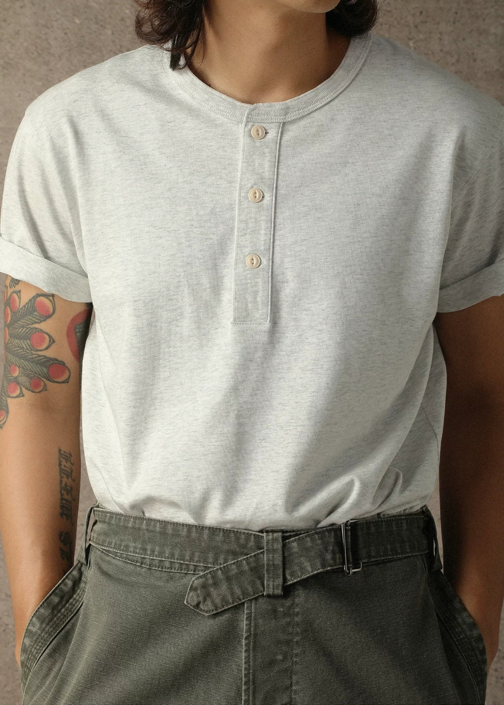 Regular-Fit Henley T-shirt  #MC002